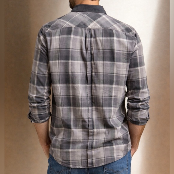 Express Western Wear Men’s Gray Plaid Cowboy Snap Close Shirt XL 17-17.5 - Picture 2 of 7